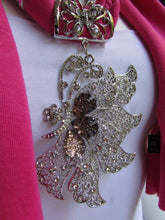 Pink Blue Black Brown Bright Coral Soft Fabric Scarf Long Necklace Big Silver Butterfly Pendant New Women Fashion - alwaystyle4you - 3